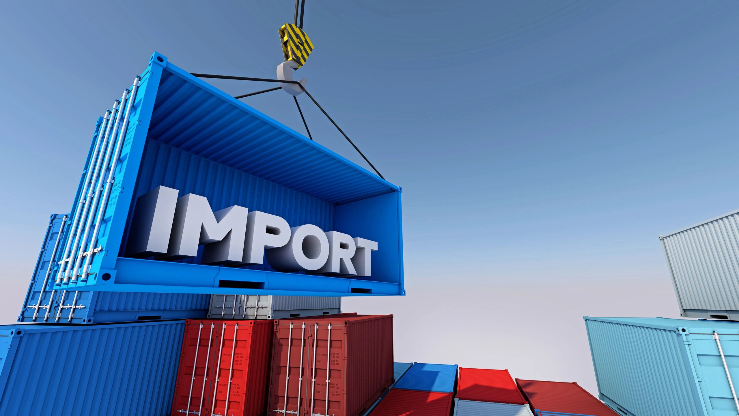 Shipping containers representing global import/export operations